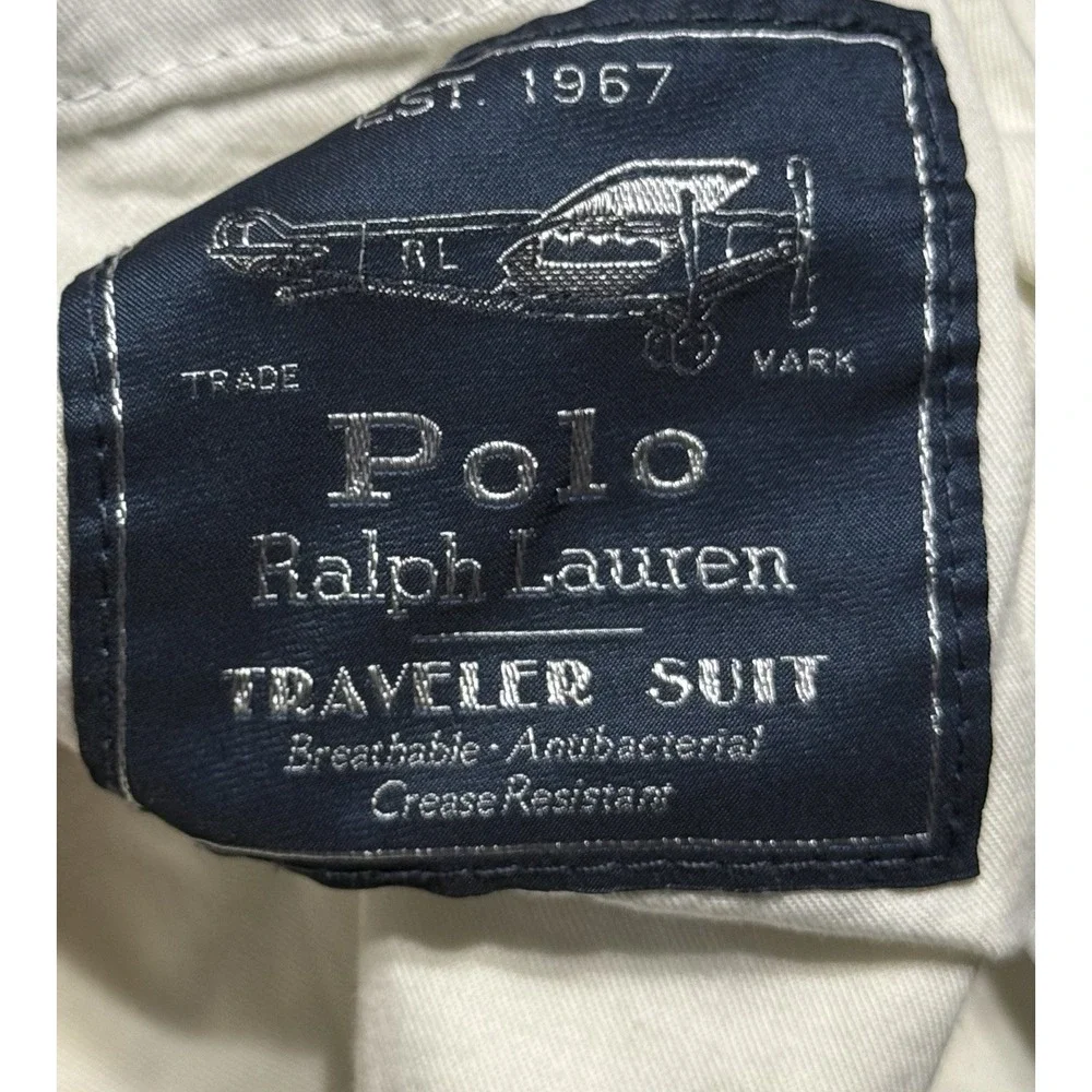 Polo Ralph Lauren Pleated Stretch Twill Trousers Mens 32x33 Navy Blue Drawstring